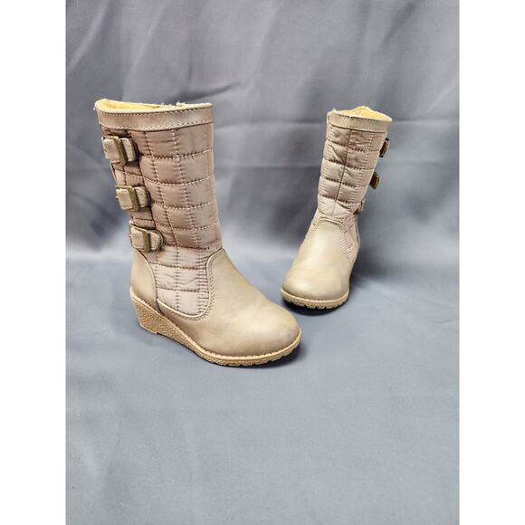 Rachael Shoes Girls Toddler Tan Wedge Quilted Boots Zipper Size 8M - Picture 1 of 9